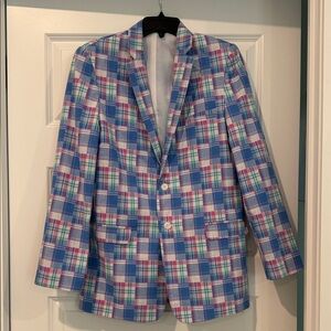 Izod Multicolor Blue Plaid Sport Coat Blazer
